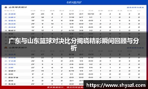 广东与山东篮球对决比分揭晓精彩瞬间回顾与分析